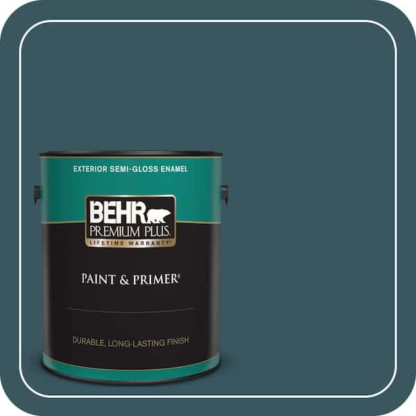 BEHR PREMIUM PLUS 1 gal. #520F-7 Kingfisher Semi-Gloss Enamel Exterior Paint & Primer
