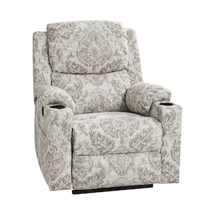 Lorenz Beige Traditional Dual Motor Lift Assist Recliner with Massage and Heat