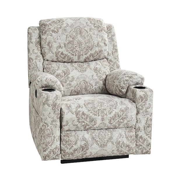 JAYDEN CREATION Lorenz Beige Traditional Dual Motor Lift Assist Recliner with Massage and Heat