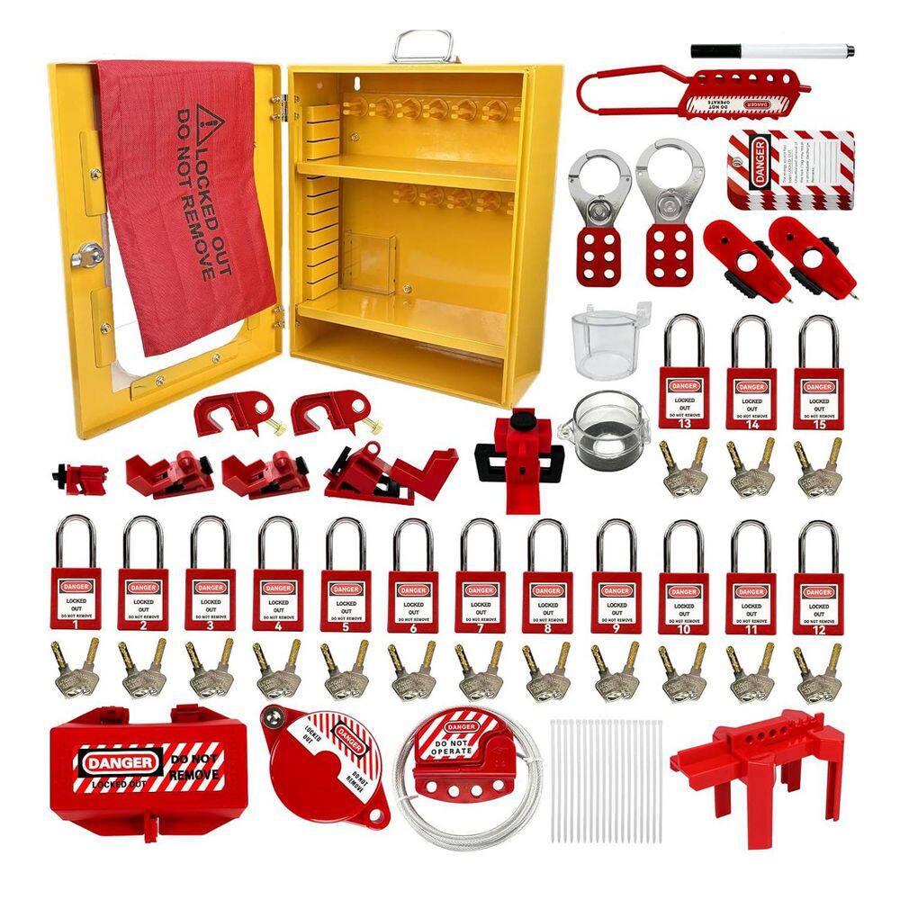 Vrbgify 138-Piece Lockout Tagout Station Kit Heavy Duty Wall Mount ...