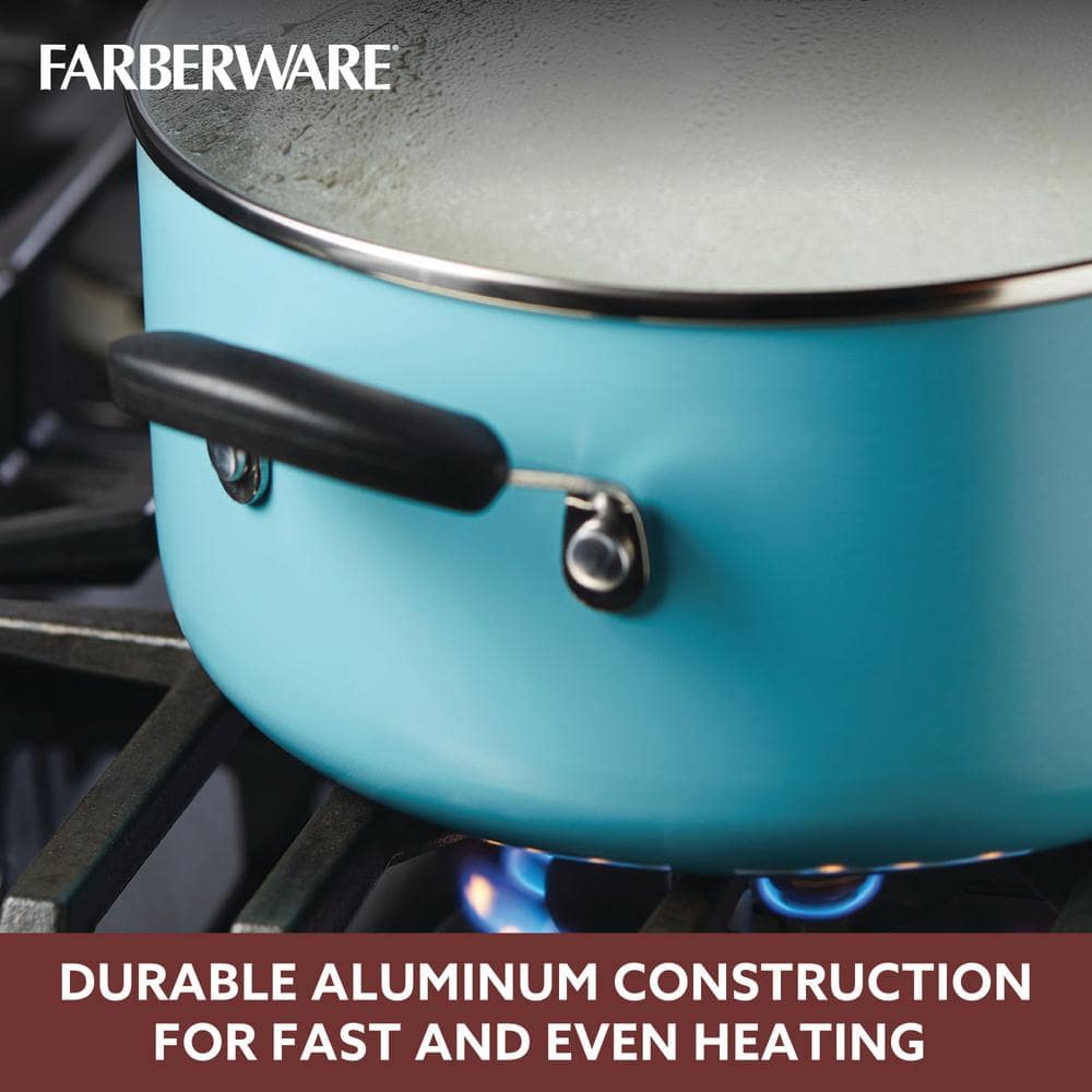 Aqua Blue 14-Piece Nonstick Aluminum Cookware Set
