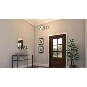 Halophane 5-Light Brushed Nickel Chandelier with Frosted Ribbed Glass Shades