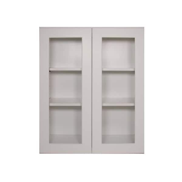 HOMLUX 30 in. W x 12 in. D x 36 in. H in Shaker Dove Ready to Assemble Wall Kitchen Cabinet with No Glasses