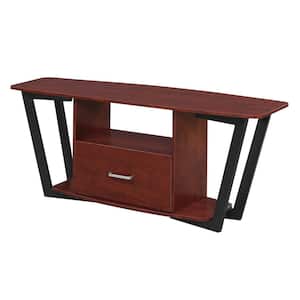 Graystone 59 in. Cherry and Black Particle Board TV Stand with 1 Drawer Fits TVs Up to 65 in. with Cable Management