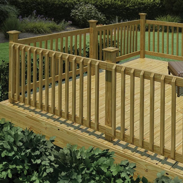 72 in. x 32.5 in. Pressure-Treated Southern Yellow Pine Pre-assembled Beveled 2-End Balusters Rail Kit