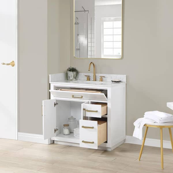 Altair Gavino 36 in. W x 22 in. D x 34 in. H Bath Vanity in White 