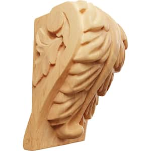 2-1/4 in. x 2-1/2 in. x 4 in. Unfinished Wood Red Oak Small Acanthus Leaf Block Corbel