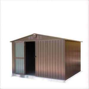 8.2 ft. W x 6.2 ft. D Metal Outdoor Metal Storage Shed, Lockable, Brown Covers 50 sq. ft. Backyard