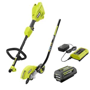 40V Expand-It Cordless Battery Attachment Capable Powerhead and Edger Attachment with 4.0 Ah Battery and Charger