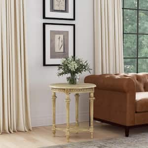 Hellinger 24 in. W Beige Round Wood End Table with Lower Shelf