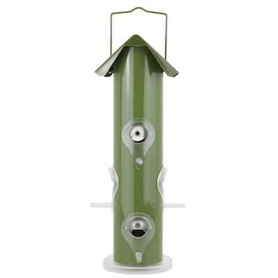 Green Outdoor Hanging Metal Bird Feeder