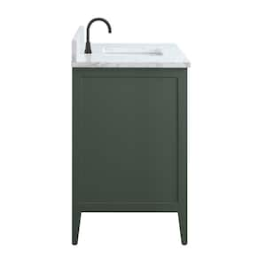 48 in. W x 22 in. D x 34 in. H Single Sink Bathroom Vanity Cabinet in Vintage Green with Engineered Marble Top