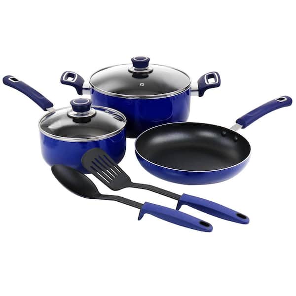 7 Piece Non Stick Aluminum Cookware Set in Blue