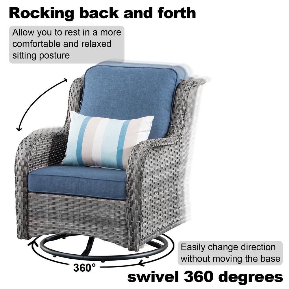 Orlando 8-Piece Denim Blue Cushioned Wicker Patio Sofa Set
