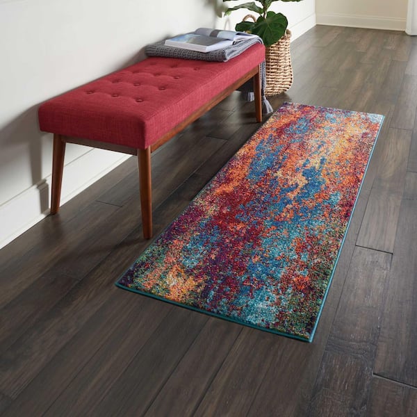Celestial Atlantic Blue 3 ft. x 5 ft. Abstract Modern Kitchen Area Rug