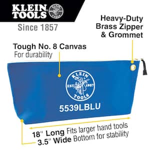 18 in. Canvas Tool Bag with Zipper in Blue