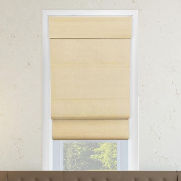 Chicology Cotton Sandstone  Cordless Light Filtering UV Protection Cotton Roman Shades 23 in. W x 64 in. L