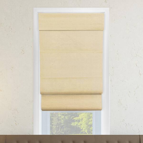 Chicology Cotton Sandstone  Cordless Light Filtering UV Protection Cotton Roman Shades 27 in. W x 64 in. L