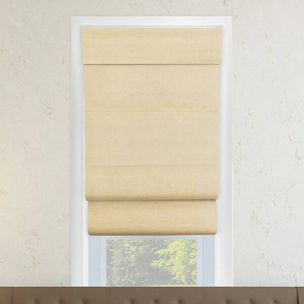 Chicology Cotton Sandstone  Cordless Light Filtering UV Protection Cotton Roman Shades 35 in. W x 64 in. L