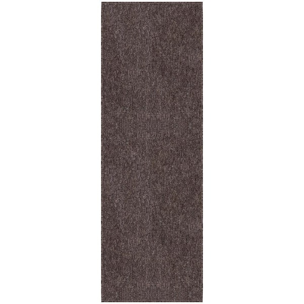 Ottomanson Oscar Collection Non-Slip Rubberback Modern Solid Design 2x5 Indoor Runner Rug, 1 ft. 8 in. x 4 ft. 11 in., Brown