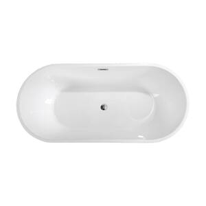 59 in. x 29.5 in. Soaking Bathtub in White with Drain, Chrome Overflow