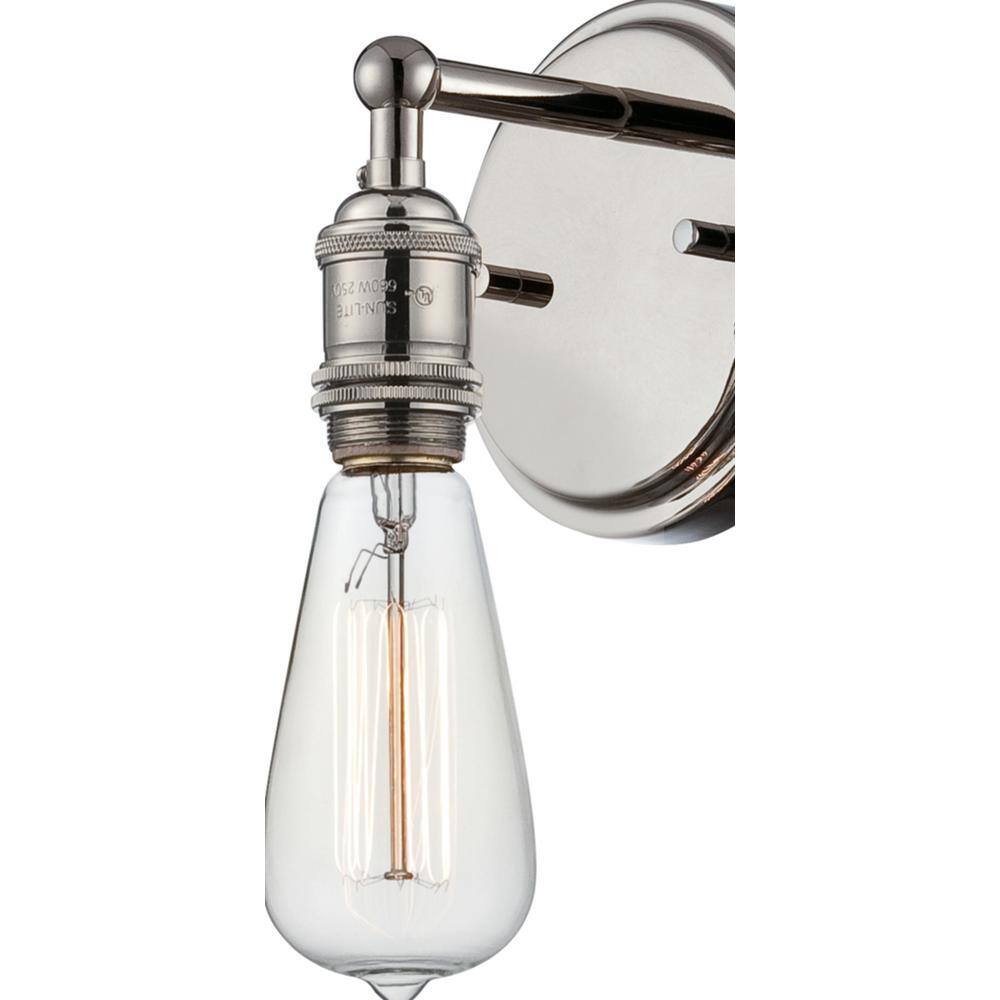 Minimalist Industrial 9" Polished Nickel Vintage Wall Sconce