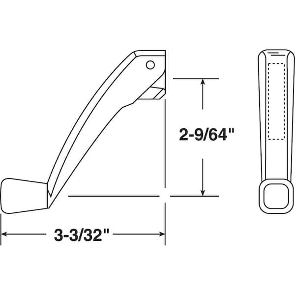 Window Operator Folding Crank Handle, 11/32 in. Bore, White Enamel Finish, Low-Profile