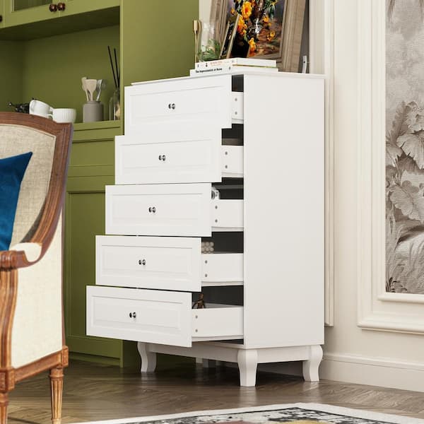 FUFU&GAGA White Wood Drawers Organizer Storage Cabinets With 5-Drawers  THD-330051-02 - The Home Depot