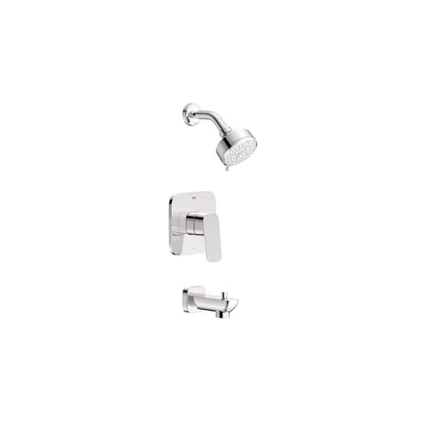Cubeo 1-Handle Wall Mount Shower & Tub Trim Kit in Starlight Chrome with Shower Head (Valve/Handles Not Included)