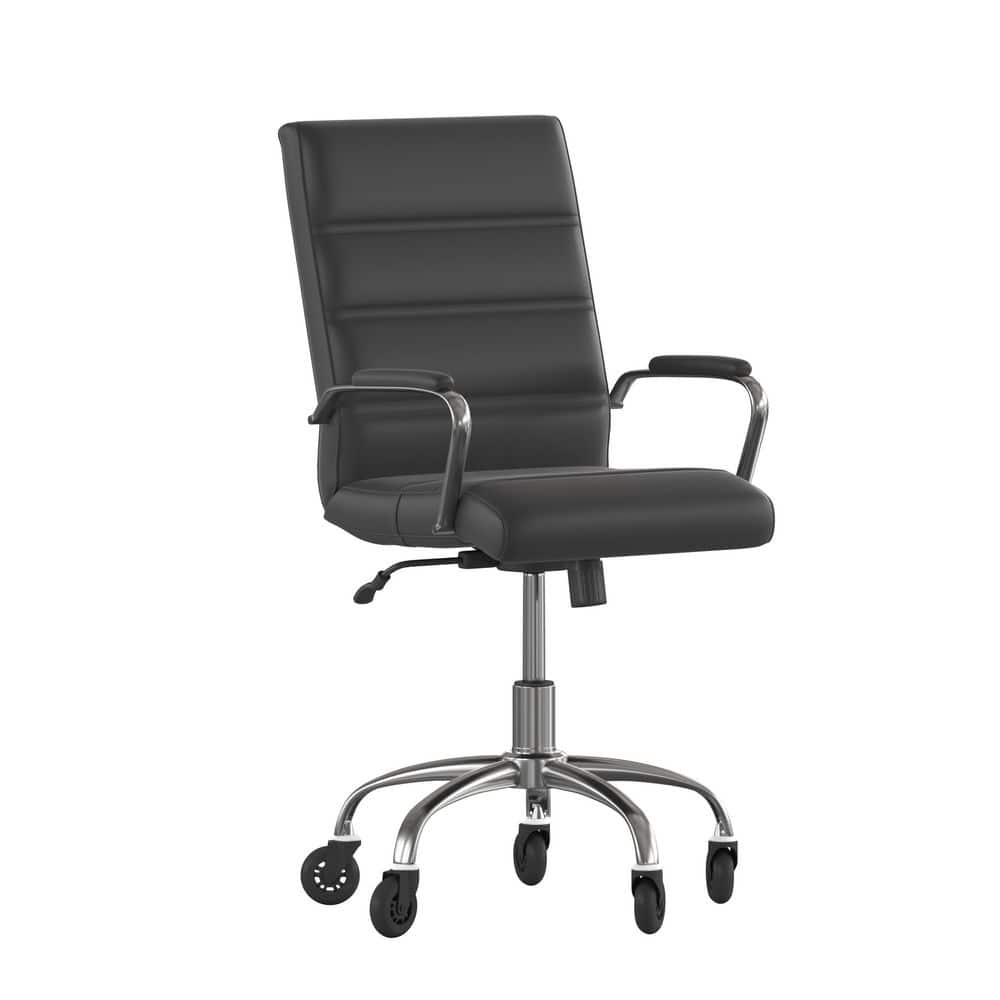 Black LeatherSoft/Chrome Frame Leather/Faux Leather Office/Desk Chair Table Top Only