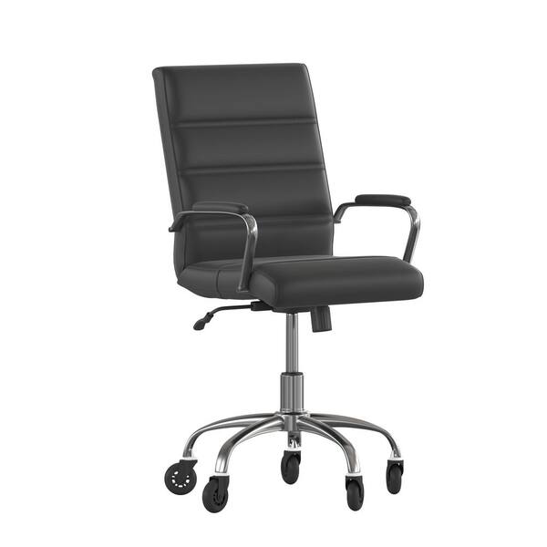 Carnegy Avenue Black LeatherSoft/Chrome Frame Leather/Faux Leather Office/Desk Chair Table Top