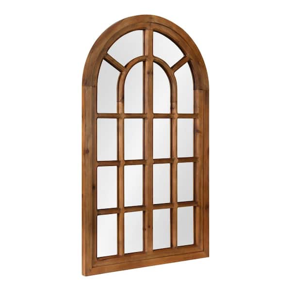 Kate and Laurel Boldmere 38 in. H x 22 in. W Rustic Arch Framed Brown Wall Mirror