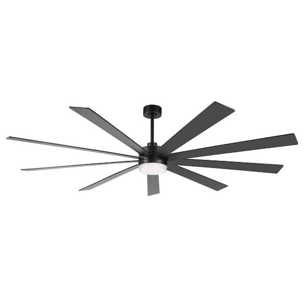 MLiAN 72 in. 9 Blades LED Indoor Black Ceiling Fan with Remote