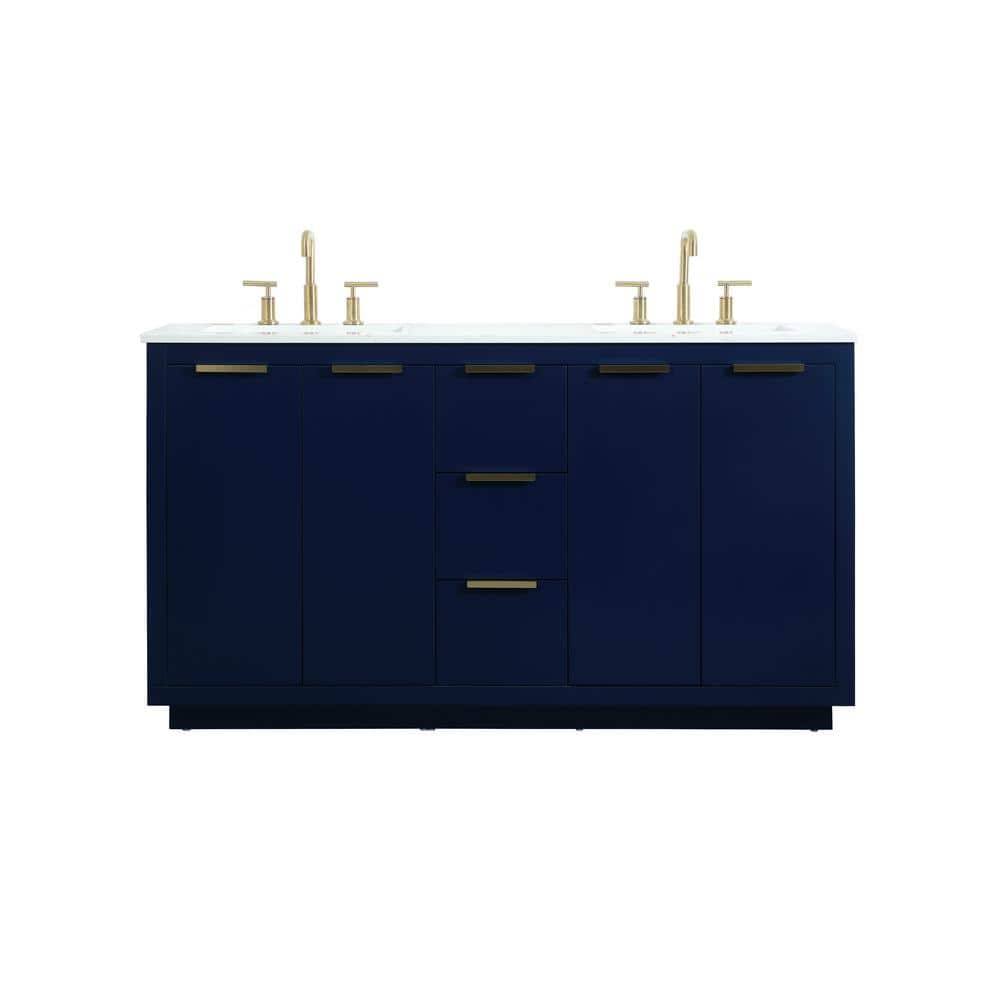 Simply Living 60 in. W x 22 in. D x 34 in. H Bath Vanity in Blue with Calac