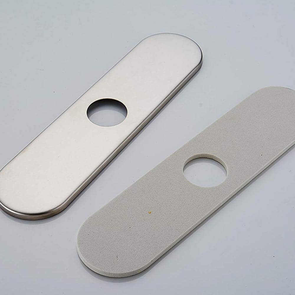 BWE Faucet Cover Sink Hole Deck plate 10 Inch for 1 or 3 Hole Brushed Nickel Bathroom or Kitchen Sink Faucet Oversized Escutcheon Plate Vessel Vanity Basin Sink Stainless Steel Plate Square Modern