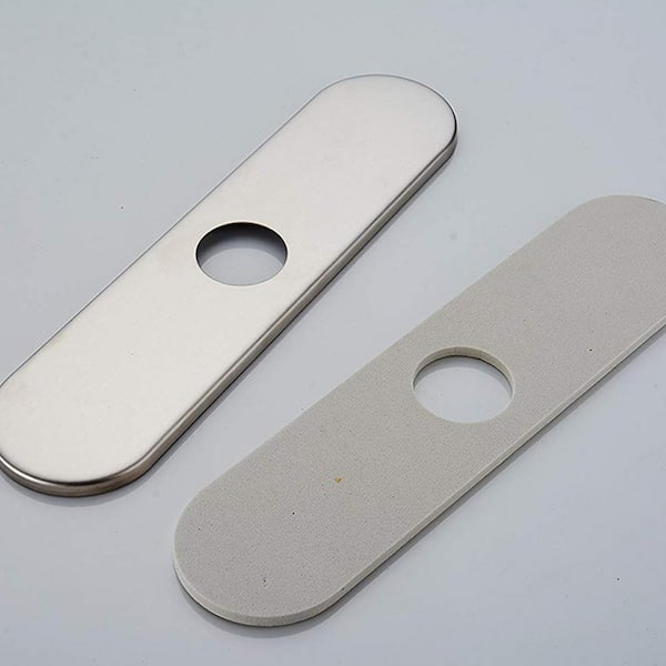 10.2 in. x 2.5 in. x 1.34 in. Brass Kitchen Sink Faucet Hole Cover Deck Plate Escutcheon in Brushed Nickel