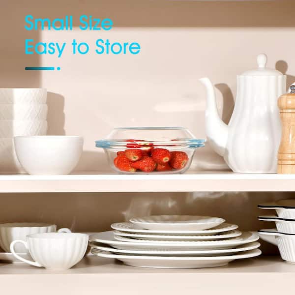 Anqtovp 1-Piece Clear Glass Mini Casserole Dish with Lid, Oven and Microwave Safe Bakeware with Handles, 13OZ Capacity
