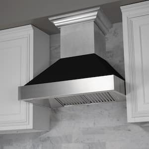 36 in. 700 CFM Ducted Vent Wall Mount Range Hood with Black Matte Shell in Stainless Steel
