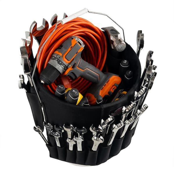 BUCKET BOSS Wrench Boss 5 Gal. Bucket Tool Organizer with 36 Pockets for Wrench Sets and Open Center Bulk Storage in Black BUCKET BOSS Wrench Boss 5 Gal. Bucket Tool Organizer with 36 Pockets for Wrench Sets and Open Center Bulk Storage in Black