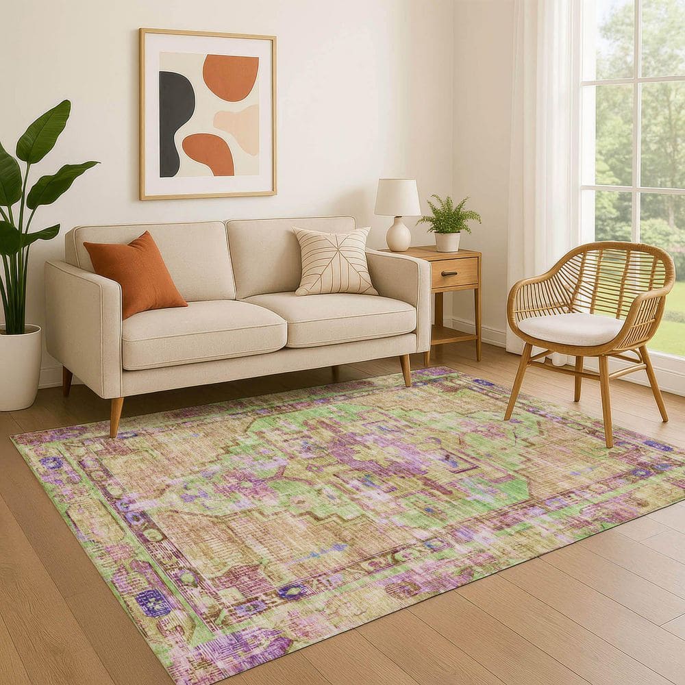 Mayfield Premium Machine Washable Abstract AMF1730 Lime 9 ft. x 12 ft. Area Rug price history on PriceWatchPro
