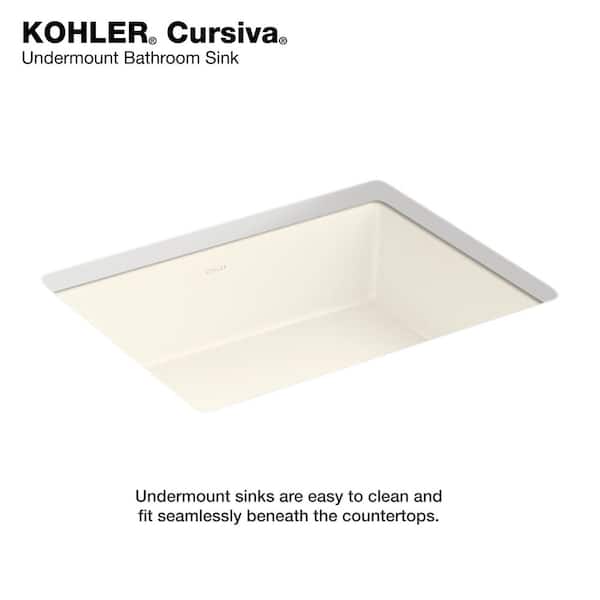 K♡rA　1029 KOHLER Cursiva 20 in. Rectangular Vitreous China Undermount