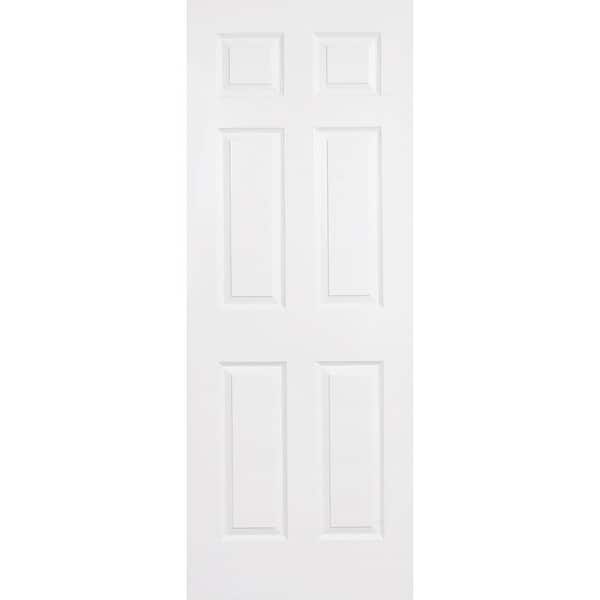24 in. x 80 in. 6 Panel No Bore Solid Core White Primed Wood Interior Door Slab