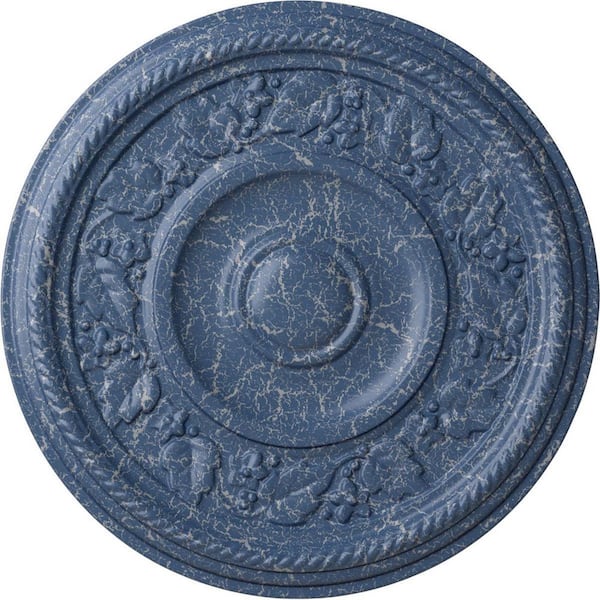 Ekena Millwork 16-1/8 in. x 3/4 in. Tyrone Urethane Ceiling Medallion (Fits Canopies upto 6-3/4 in.), Americana Crackle