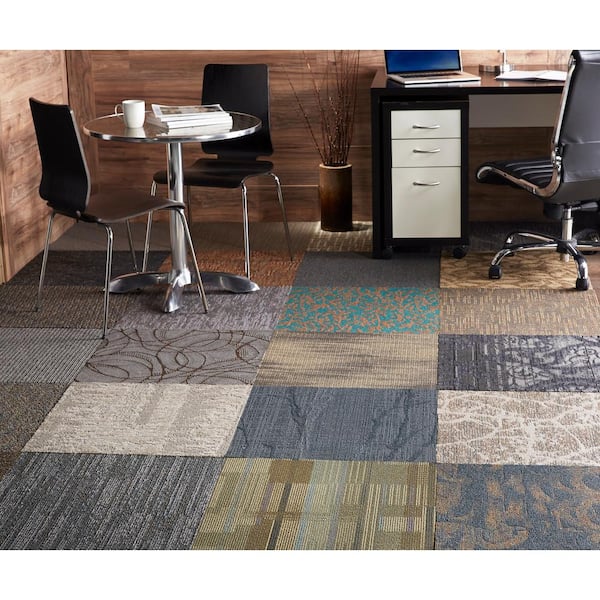 Reverb Commercial Carpet Tiles | 24x24 inch x 1/4 inch Thick | Carton of 18 | Stain Resistant | Striped Carpet Squares | Variety of Colors