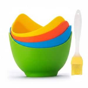 4-Piece Silicone Egg Poacher Cups BPA-Free Nonstick with Ringed Base for Microwave or Stovetop Egg Cooking