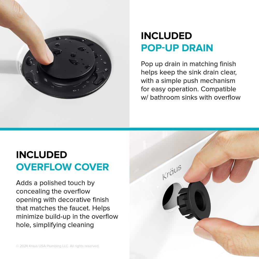 Indy Matte Black Dual Handle Bathroom Faucet with Pop-Up Drain