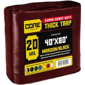 40 ft. x 80 ft. Maroon 20 Mil Heavy Duty Polyethylene Tarp, Waterproof, UV Resistant, Rip and Tear Proof