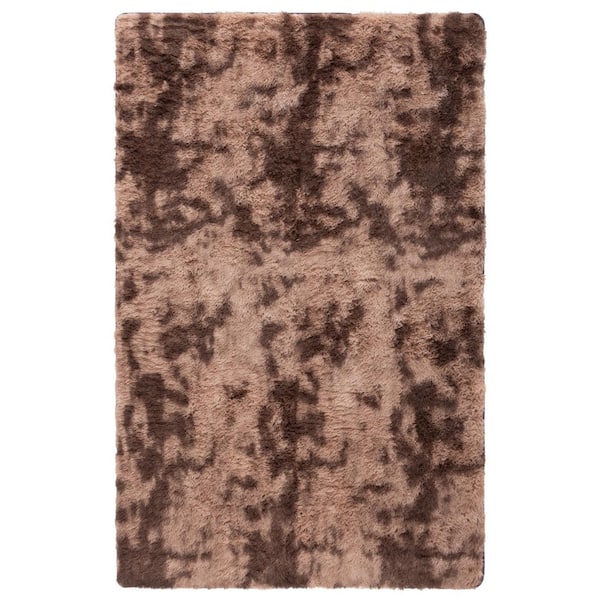 Rainbow Shag 6 ft. x 9 ft. Brown Abstract Solid Area Rug