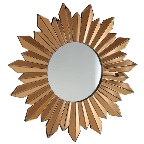 Camden Isle Golden Sun 39 in. x 39 in. Modern Sunburst Framed Decorative Mirror