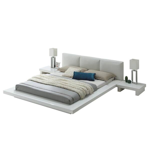 William S Home Furnishing Christie Cal King Bed In High Gloss White Cm7550ck Bed The Home Depot